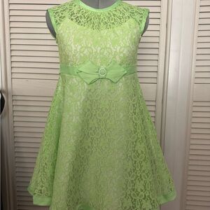 Jona Michelle Lime Green Lace Kids Dress